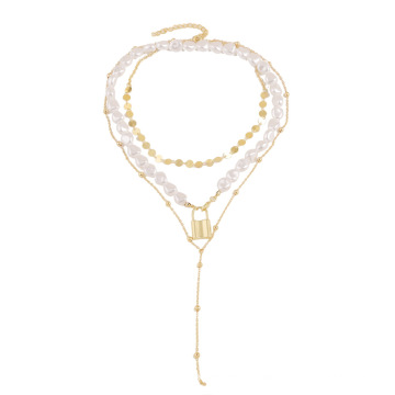 Shangjie OEM gold pearl jewelry necklace sets minimalist necklace multi layered long initial necklaces
